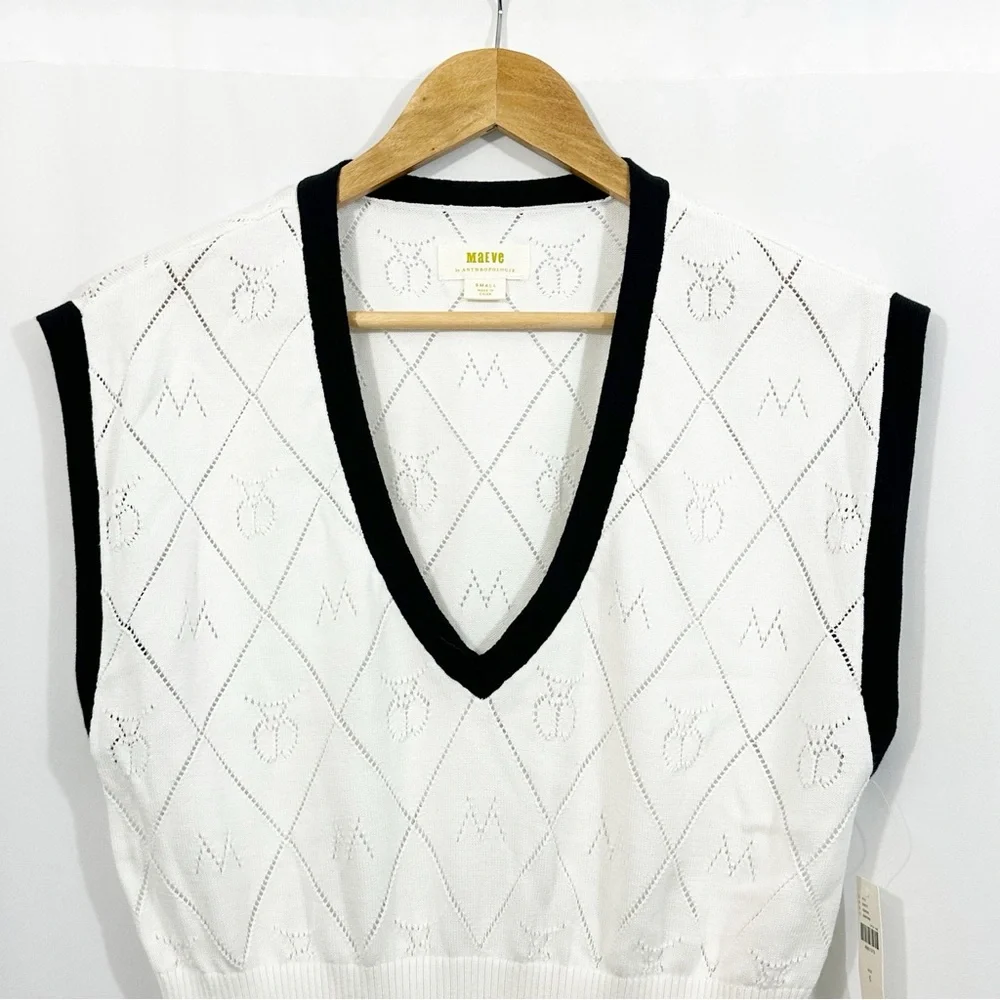 NWT Anthropologie Violette Icon Logo Knit Sweater Vest Top - Picture 5 of 13